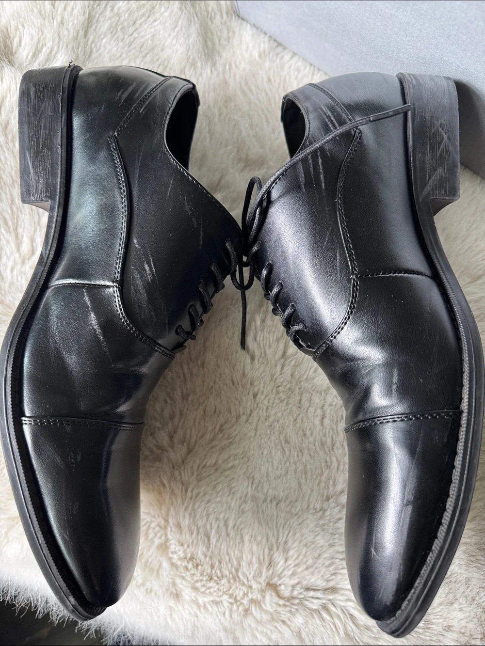 Kenneth Cole Black Cap-Toe Oxford Dress Shoes